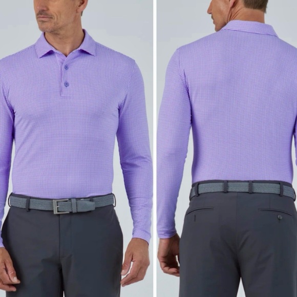 IBKUL Modern Fit Long Sleeve Polo UPF 50+ Quick Dry Mens XL Purple Golf Outdoor - Picture 1 of 13